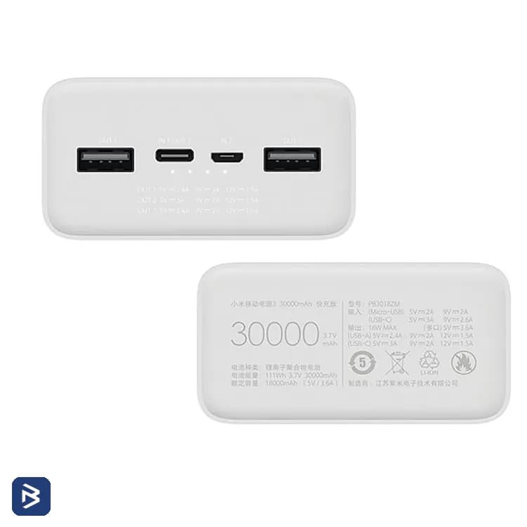 پاوربانک 30000 اصلی شیائومی redmi فست شارژ