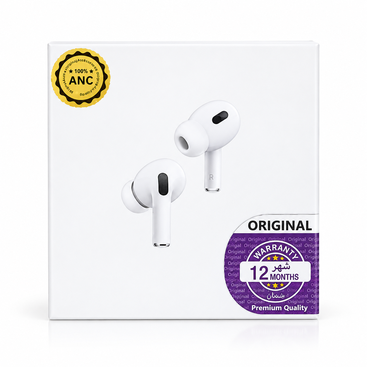 ایرپاد پرو۲  AirPod Pro 2 با نویز کنسلینگ واقعی سفارش امریکا لوگو بنفش امارات