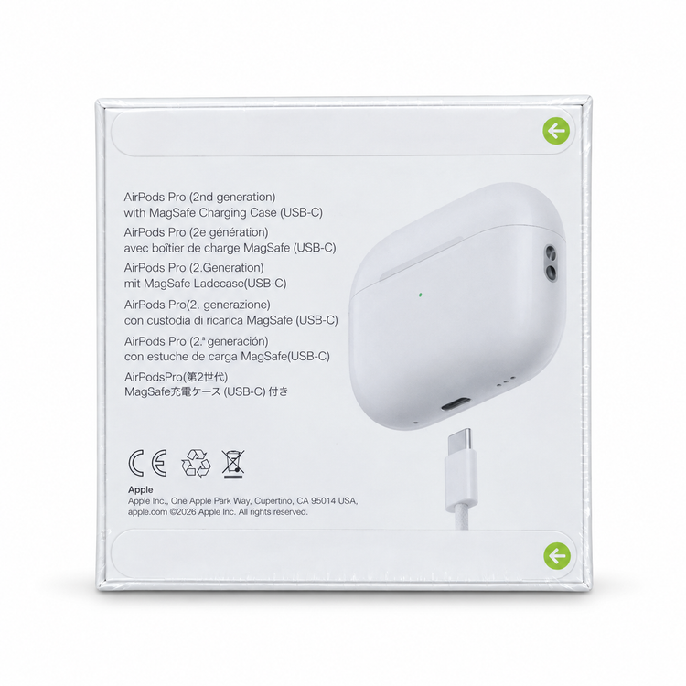 ایرپاد پرو۲ AirPod Pro 2 با نویز کنسلینگ واقعی سفارش امریکا لوگو سبز امارات